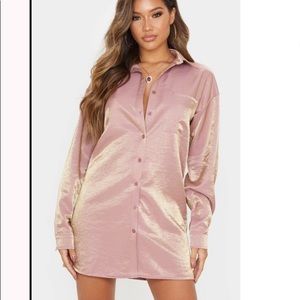 Pink and gold shimmer button up dress